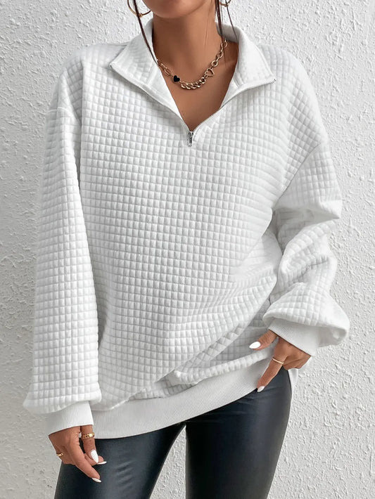 white quilted women’s sweatshirt

