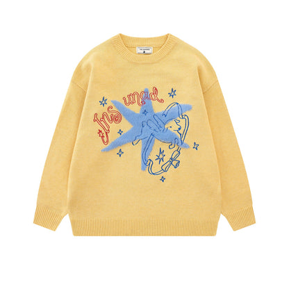 Starfish pattern embroidered sweater