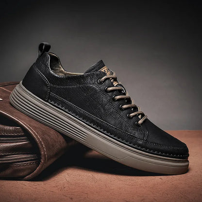 men’s flat sole leather footwear

