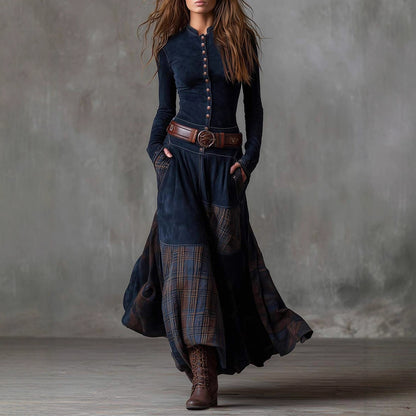 The 'Heritage' Plaid Patchwork Velvet Dress