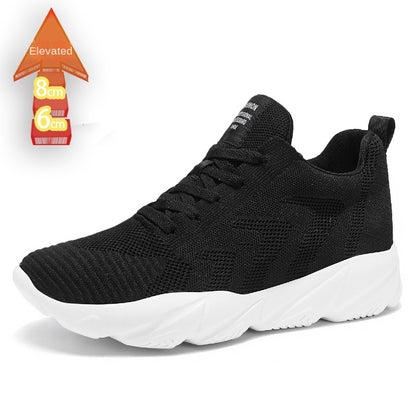 Height-Enhancing 8CM Men's Shoes, Sports Shoes, Spring and Summer Mesh Casual Shoes, Trendy Shoes, Soft Sole Travel Shoes, Student Running Shoes for Men