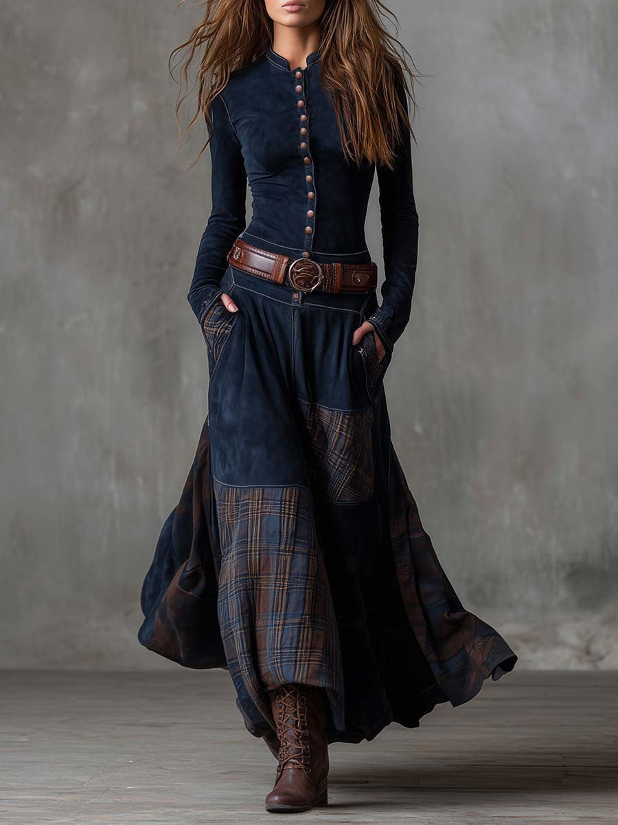 The 'Heritage' Plaid Patchwork Velvet Dress