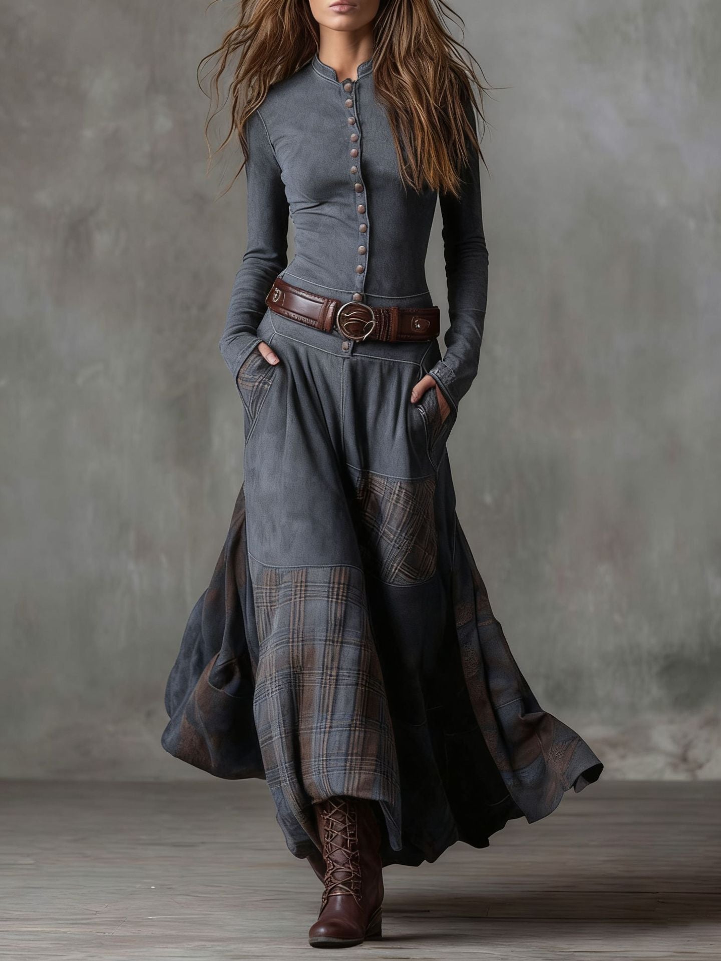 The 'Heritage' Plaid Patchwork Velvet Dress