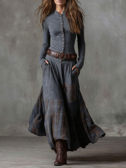 The 'Heritage' Plaid Patchwork Velvet Dress