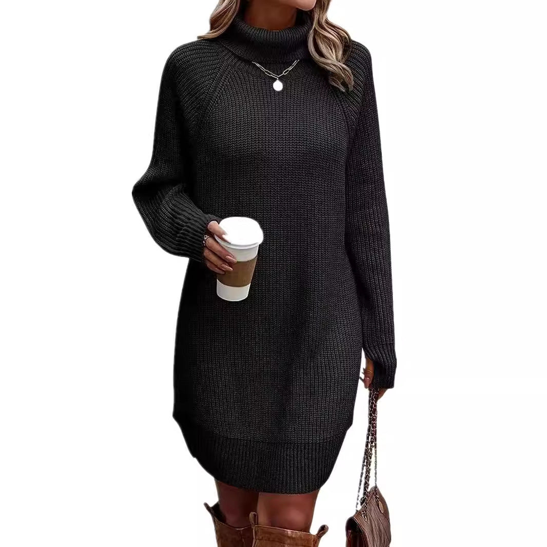 Open cut pullover high neck sweater for women's casual knitwear dress