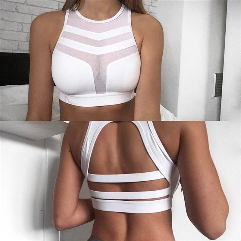 Women Sport Yoga Bra Workout Tank Tops Stretch Seamless Racerback Fitness Padded Solid Broadcloth Seamless Yoga shirt
