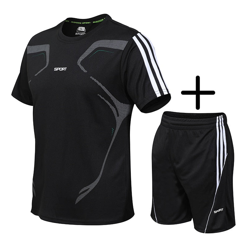 5XL Running T Shirt Sport GYM Tshirt Short Sleeve Football Basketball Tennis Shirt Quick Dry Fitness Sports Set Suits Sportswear
