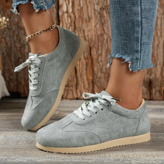 Lace-up round toe sneakers front view

