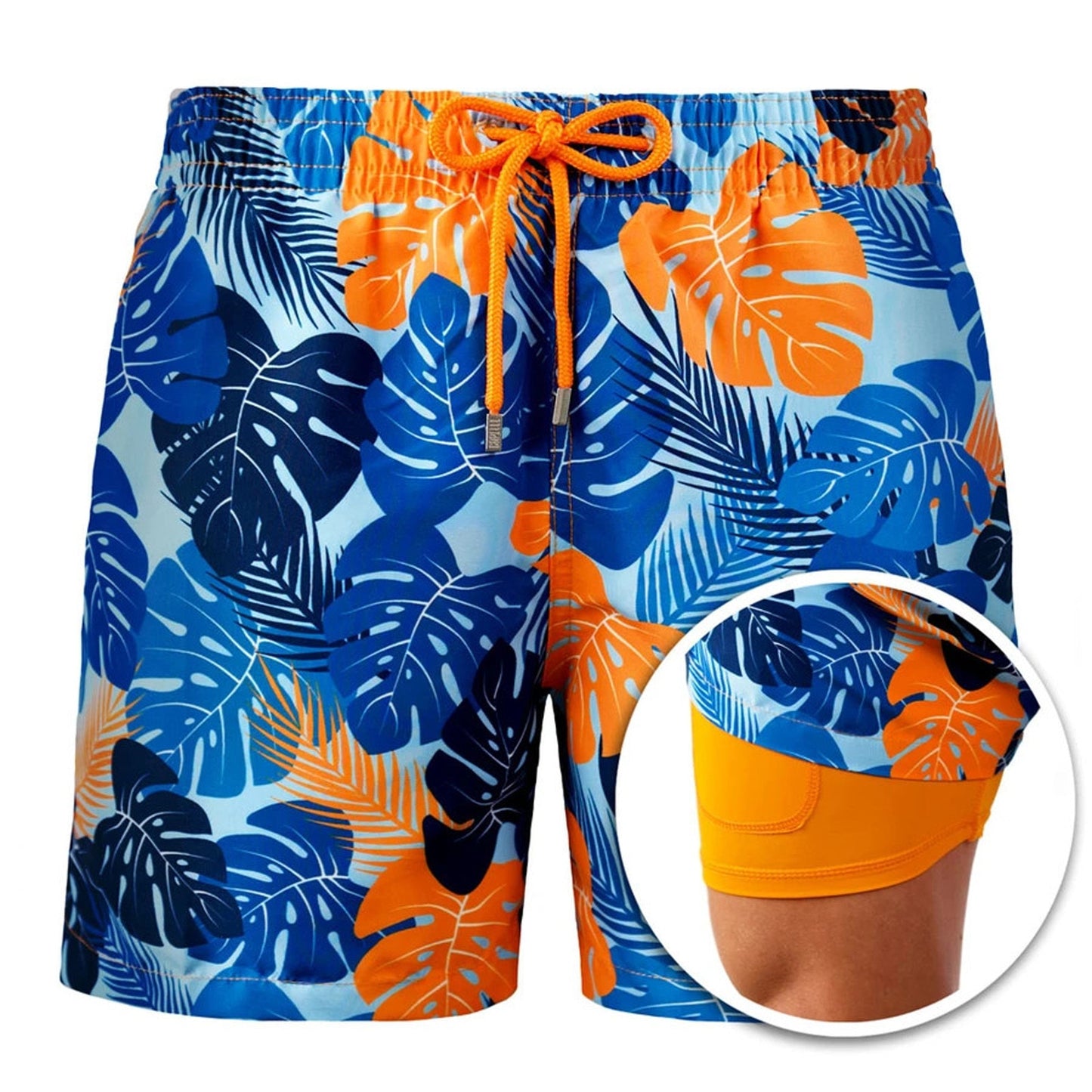 Summer Shorts Men's Beach Pants Sports Pants Printed Double-Layer Shorts Men's Casual Quick-Drying Floral Shorts Men