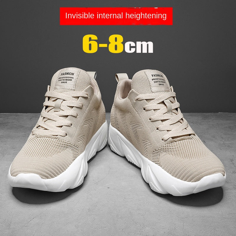 Height-Enhancing 8CM Men's Shoes, Sports Shoes, Spring and Summer Mesh Casual Shoes, Trendy Shoes, Soft Sole Travel Shoes, Student Running Shoes for Men