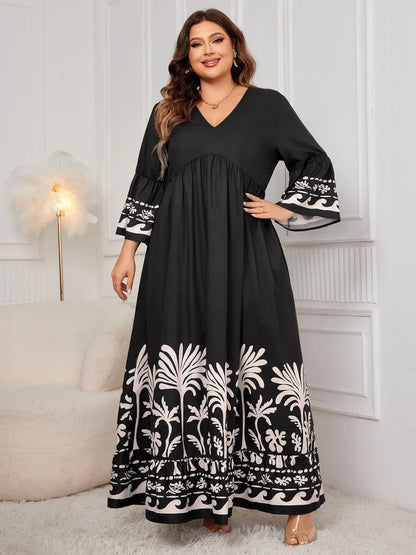 The Florence Printed V-Neck Maxi Dress | Plus Size