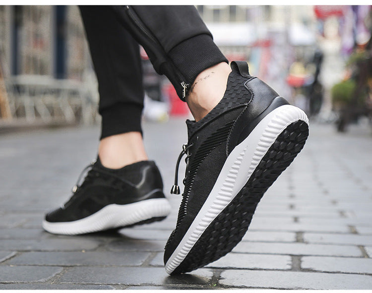 Internal height increasing men's shoes 8CM sports shoes with thick sole and no lace up invisible height increasing shoes