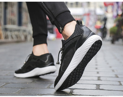 Internal height increasing men's shoes 8CM sports shoes with thick sole and no lace up invisible height increasing shoes