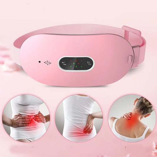 Woman using the menstrual heating pad around waist

