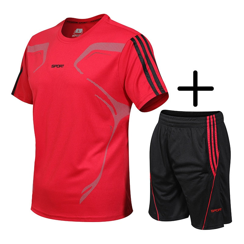5XL Running T Shirt Sport GYM Tshirt Short Sleeve Football Basketball Tennis Shirt Quick Dry Fitness Sports Set Suits Sportswear