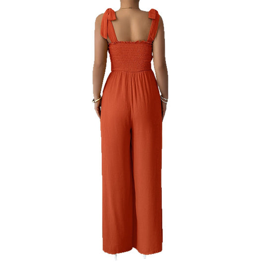 Front view of camisole wide-leg jumpsuit

