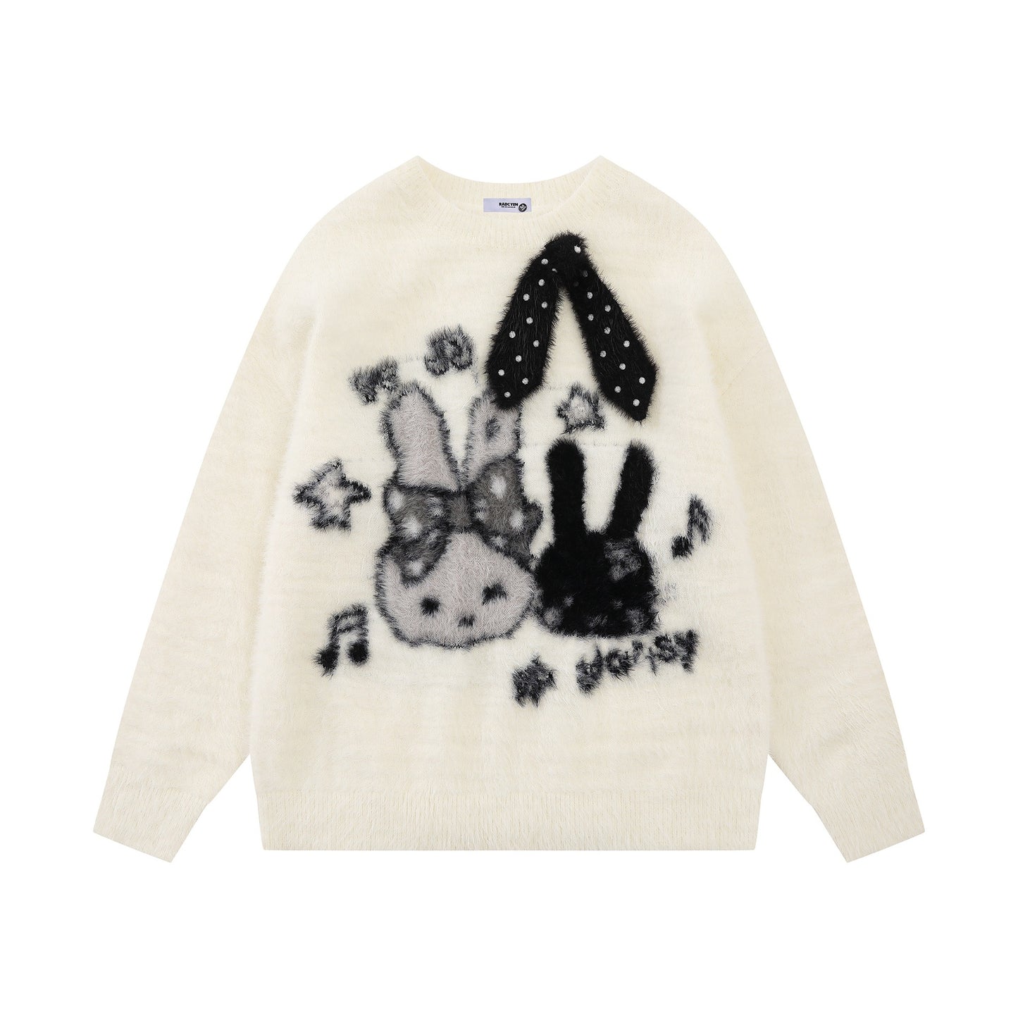 Color blocked rabbit jacquard design sweater
