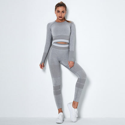 Women's 4-Piece Seamless Yoga Set – Sports Bra, Crop Top, Shorts & High Waist Leggings