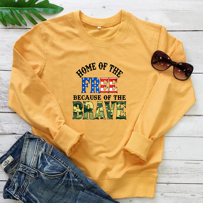 FREE BRAVE letter colored printed hoodie