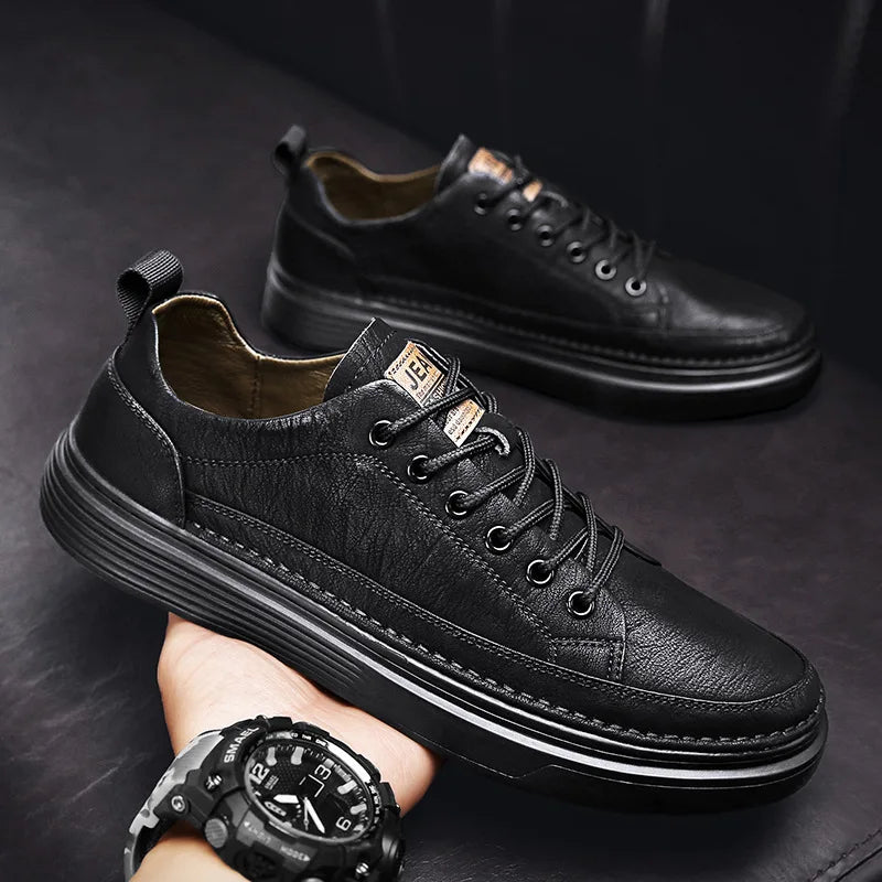 flat lace-up leather shoes 


