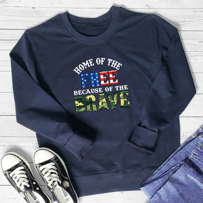 FREE BRAVE letter colored printed hoodie