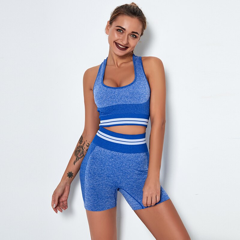Women's 4-Piece Seamless Yoga Set – Sports Bra, Crop Top, Shorts & High Waist Leggings