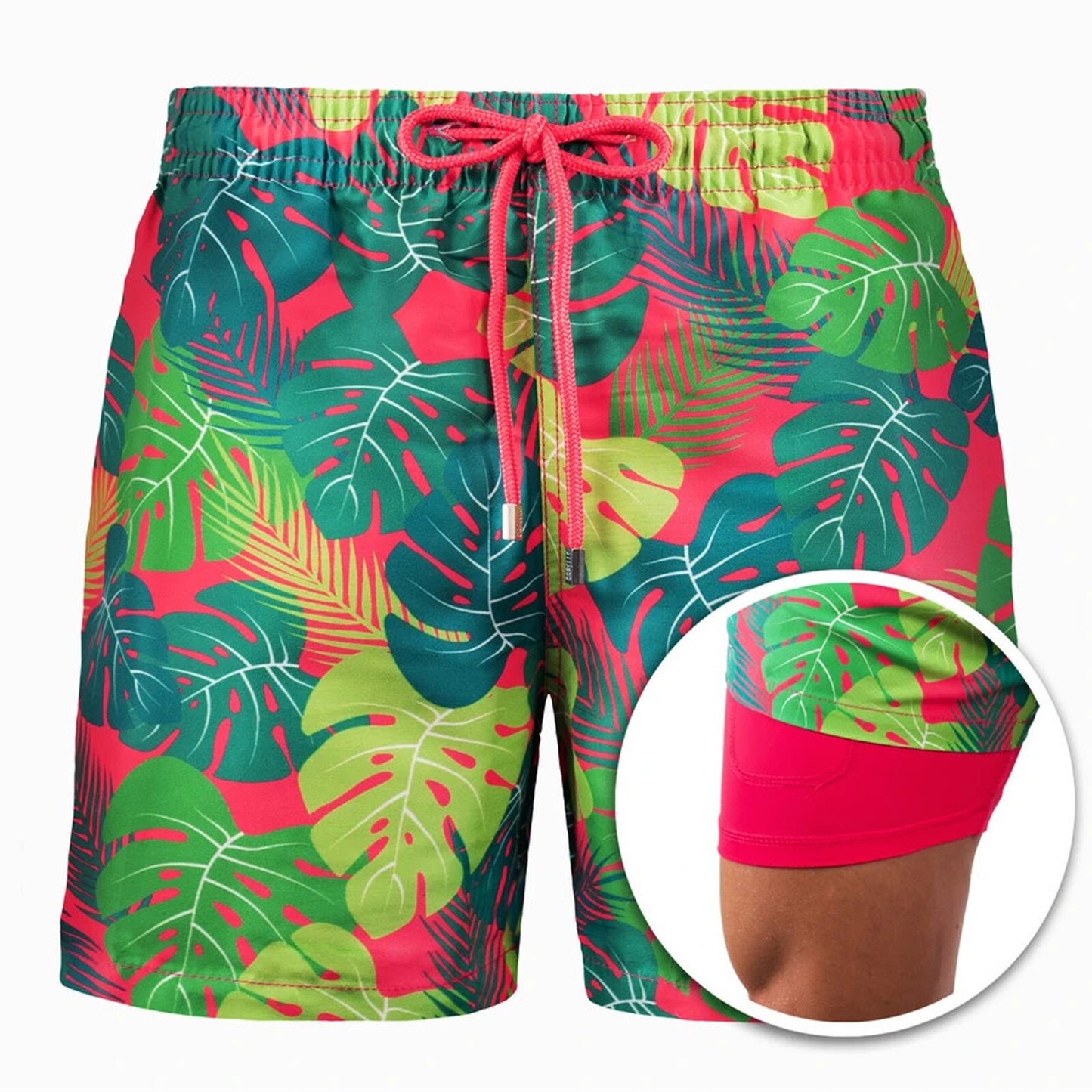 Summer Shorts Men's Beach Pants Sports Pants Printed Double-Layer Shorts Men's Casual Quick-Drying Floral Shorts Men