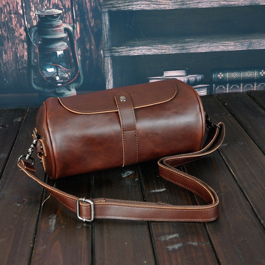 Retro cylinder shoulder bag front view

