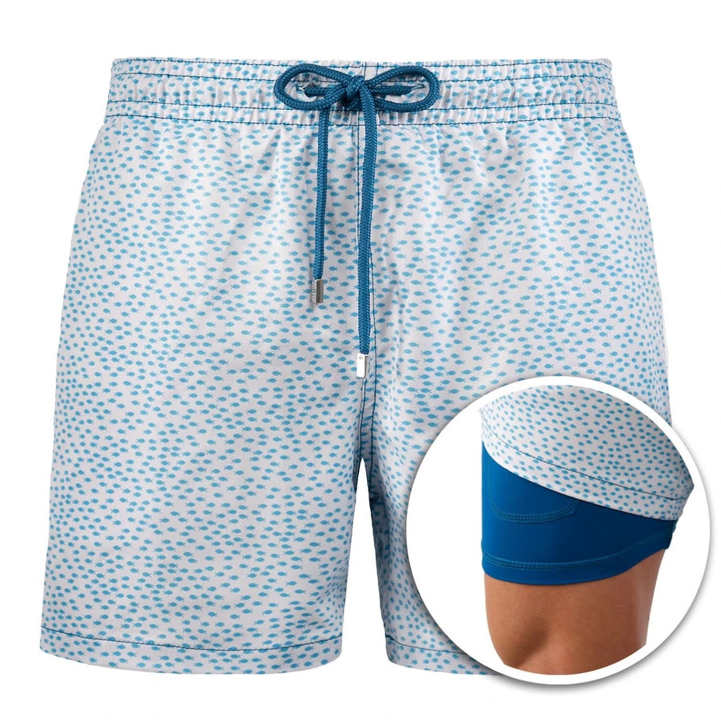 Summer Shorts Men's Beach Pants Sports Pants Printed Double-Layer Shorts Men's Casual Quick-Drying Floral Shorts Men