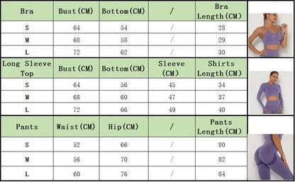 Seamless Women Gym Set Long Sleeve Top High Waist Belly Control Sport Leggings Gym Clothes Seamless Sport Suit Sexy Booty Girls
