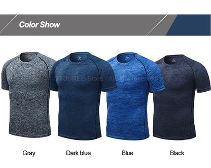 Men's Running T-Shirts plus size, Quick Dry Compression Sport T-Shirts, Fitness Gym Running Shirts, Soccer Shirts Men's Jersey Sportswear