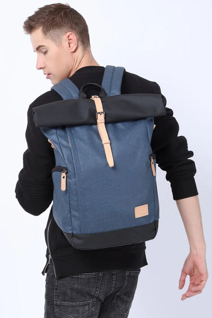 Laptop and books inside student backpack

