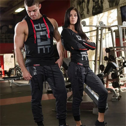 Cotton Tank Tops Hoodie Fitness Mens Bodybuilding Workout Tee fashion Muscle Male Activewear