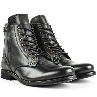 Knight Series Two-tone Side Zipper Leather Boots