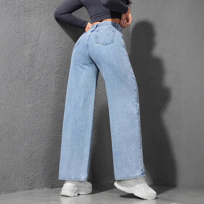 Spring New Style Light-Colored Washed Loose Slimming Look Floor-Length Denim Pants Jeans