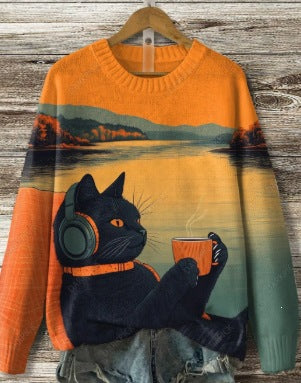 2026 Autumn and Winter New Cross-Border Sweatshirt 3D Digital Printing Men's Autumn Trendy Imitation Sweater Round Neck Sweatshirt