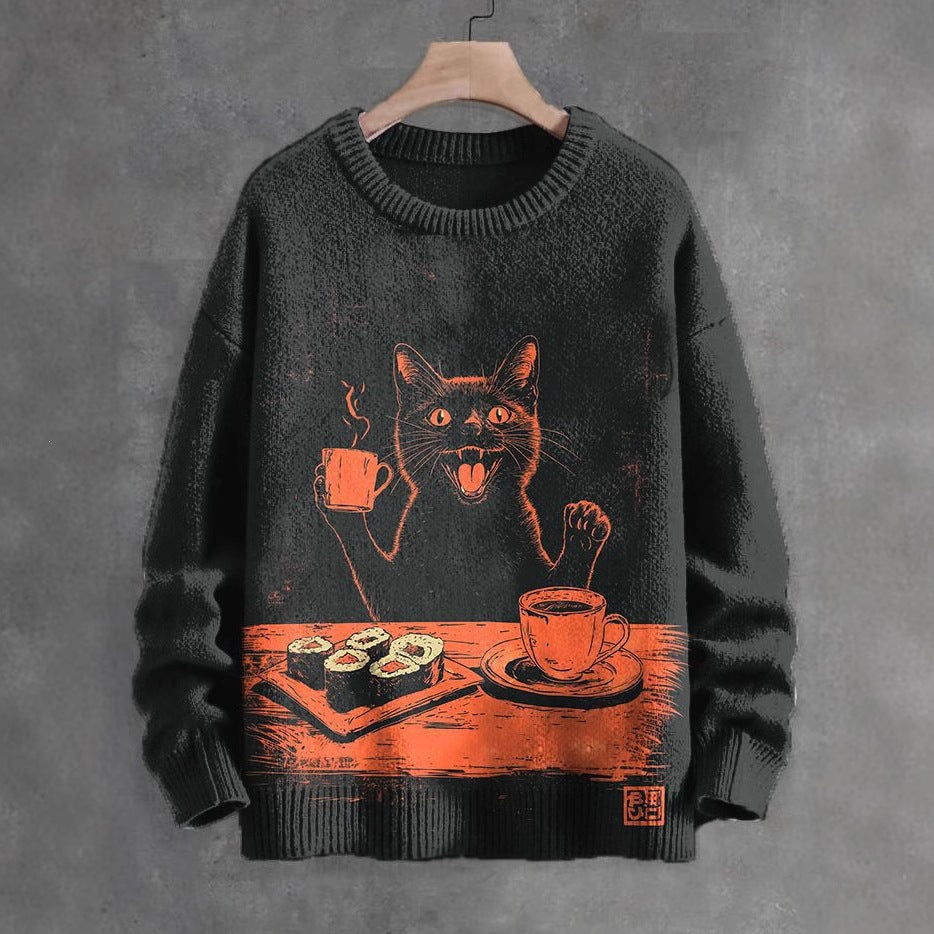 2026 Autumn and Winter New Cross-Border Sweatshirt 3D Digital Printing Men's Autumn Trendy Imitation Sweater Round Neck Sweatshirt