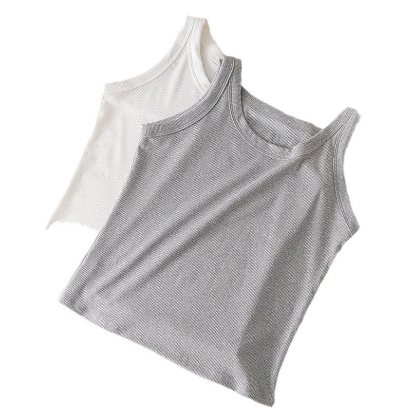 Thin Summer Non-Chest Pad Camisole Vest Women's Breathable Slimming Thread Cotton Anti-Glow All-Match Base Inner Top