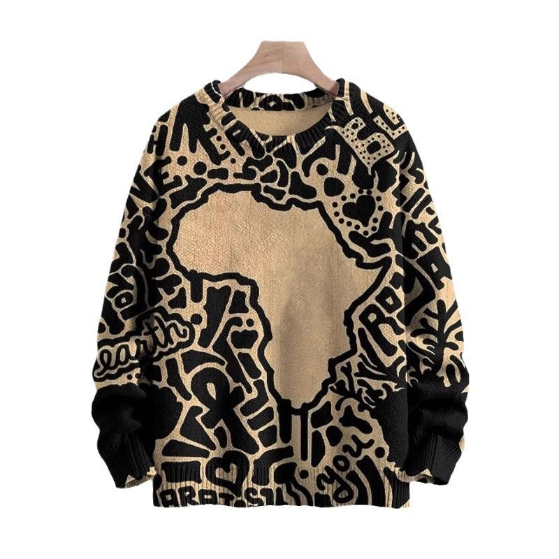 2026 Autumn and Winter New Cross-Border Sweatshirt 3D Digital Printing Men's Autumn Trendy Imitation Sweater Round Neck Sweatshirt