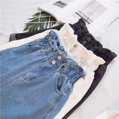 Thick Thigh Denim Shorts Women&amp;amp;#039;s Large Size Fat Mm Elastic Waist Korean Version Slim Loose Wide Leg A Word Hot Pants Trendy Women