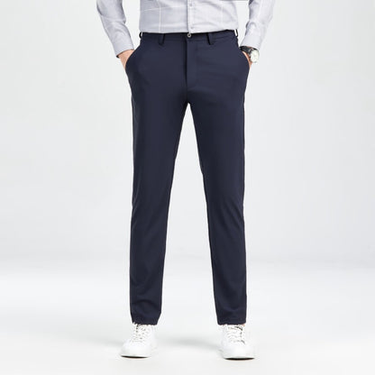 Thin Casual Pants Men's Straight Loose Slim Elastic Casual Suit Pants Business Formal Suit Ice Silk Pants