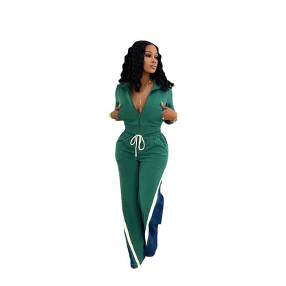 The Luxe Velour Denim-Stitch Set