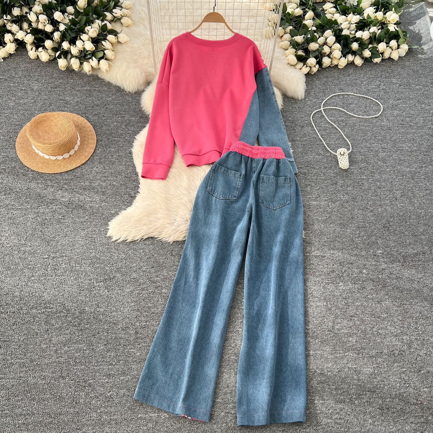 The Hybrid Denim-Stitch Sweatsuit Set