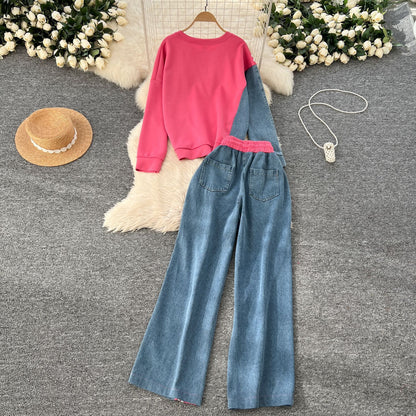 The Hybrid Denim-Stitch Sweatsuit Set