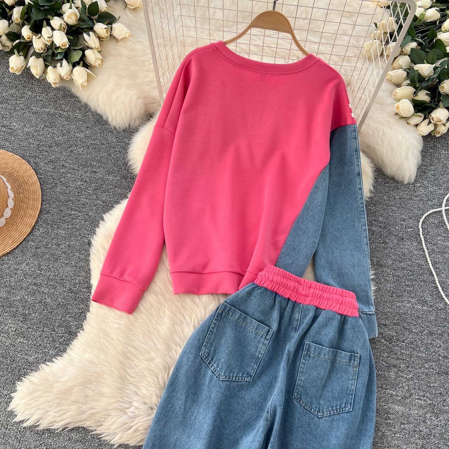 The Hybrid Denim-Stitch Sweatsuit Set