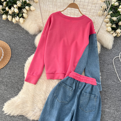 The Hybrid Denim-Stitch Sweatsuit Set