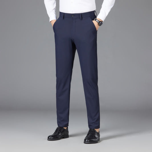 Thin Casual Pants Men's Straight Loose Slim Elastic Casual Suit Pants Business Formal Suit Ice Silk Pants