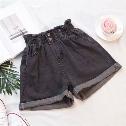 Thick Thigh Denim Shorts Women&amp;amp;#039;s Large Size Fat Mm Elastic Waist Korean Version Slim Loose Wide Leg A Word Hot Pants Trendy Women