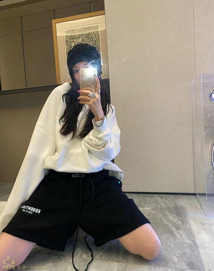 European and American Summer Loose Quarter Pants for Men and Womens Casual and Versatile Shorts