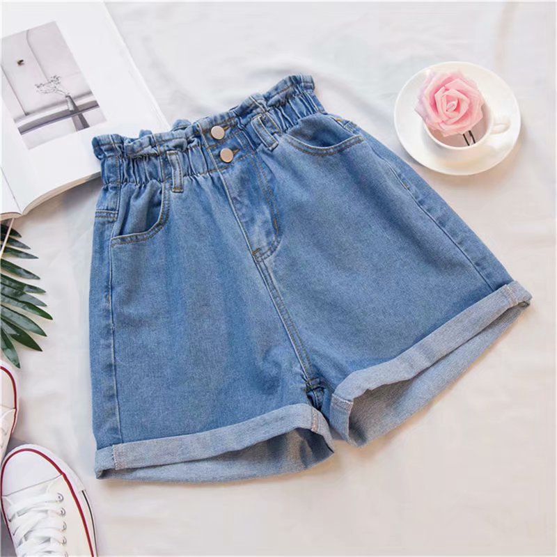 Thick Thigh Denim Shorts Women&amp;amp;#039;s Large Size Fat Mm Elastic Waist Korean Version Slim Loose Wide Leg A Word Hot Pants Trendy Women